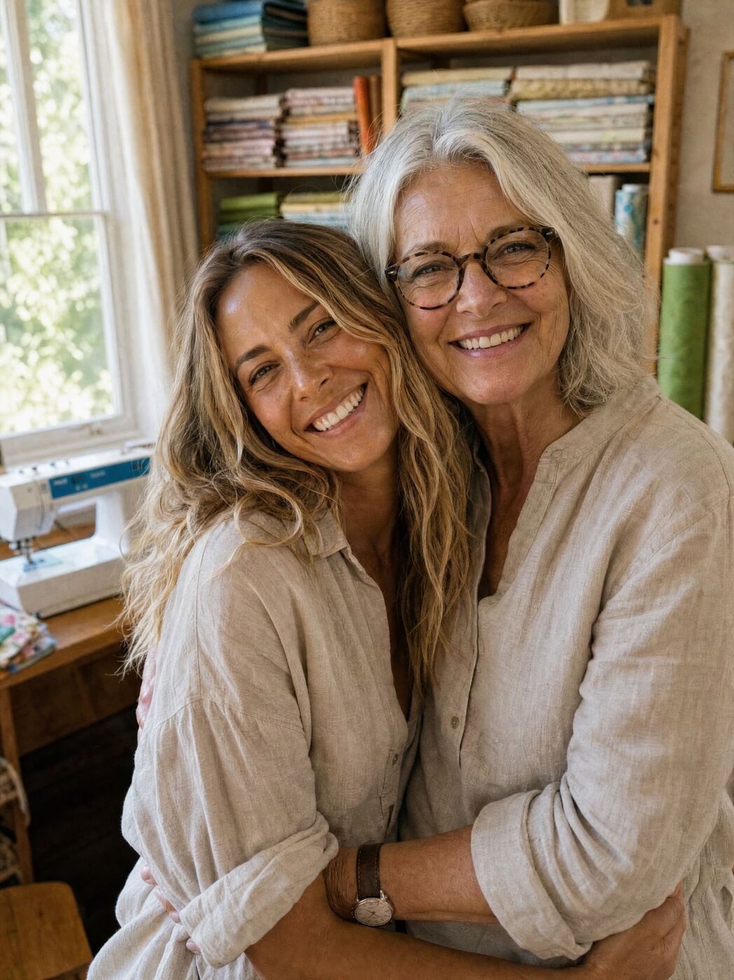 Rosie and her daughter Pearl together in the workshop behind the Noosa store