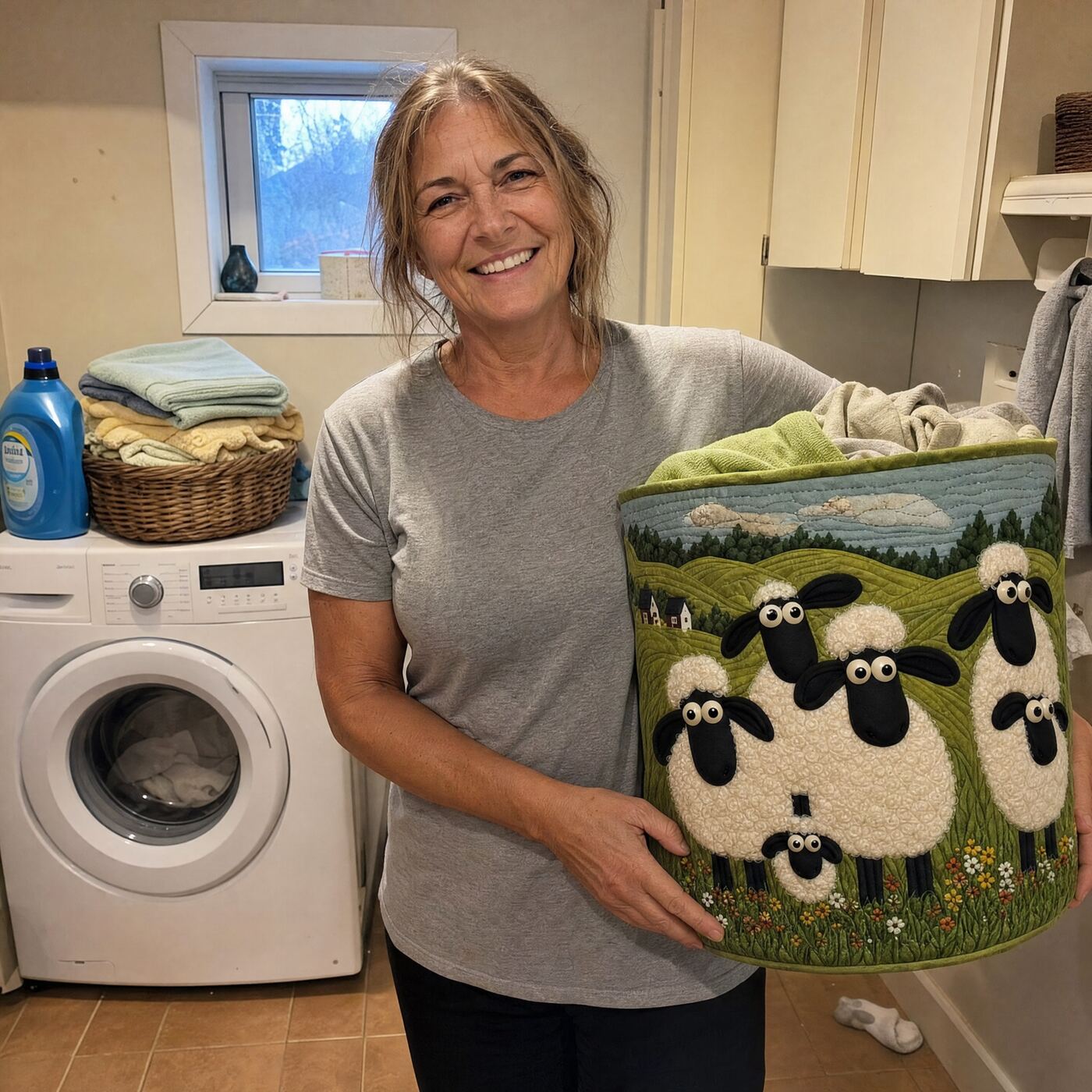 Real customer with her Woolly Meadow basket