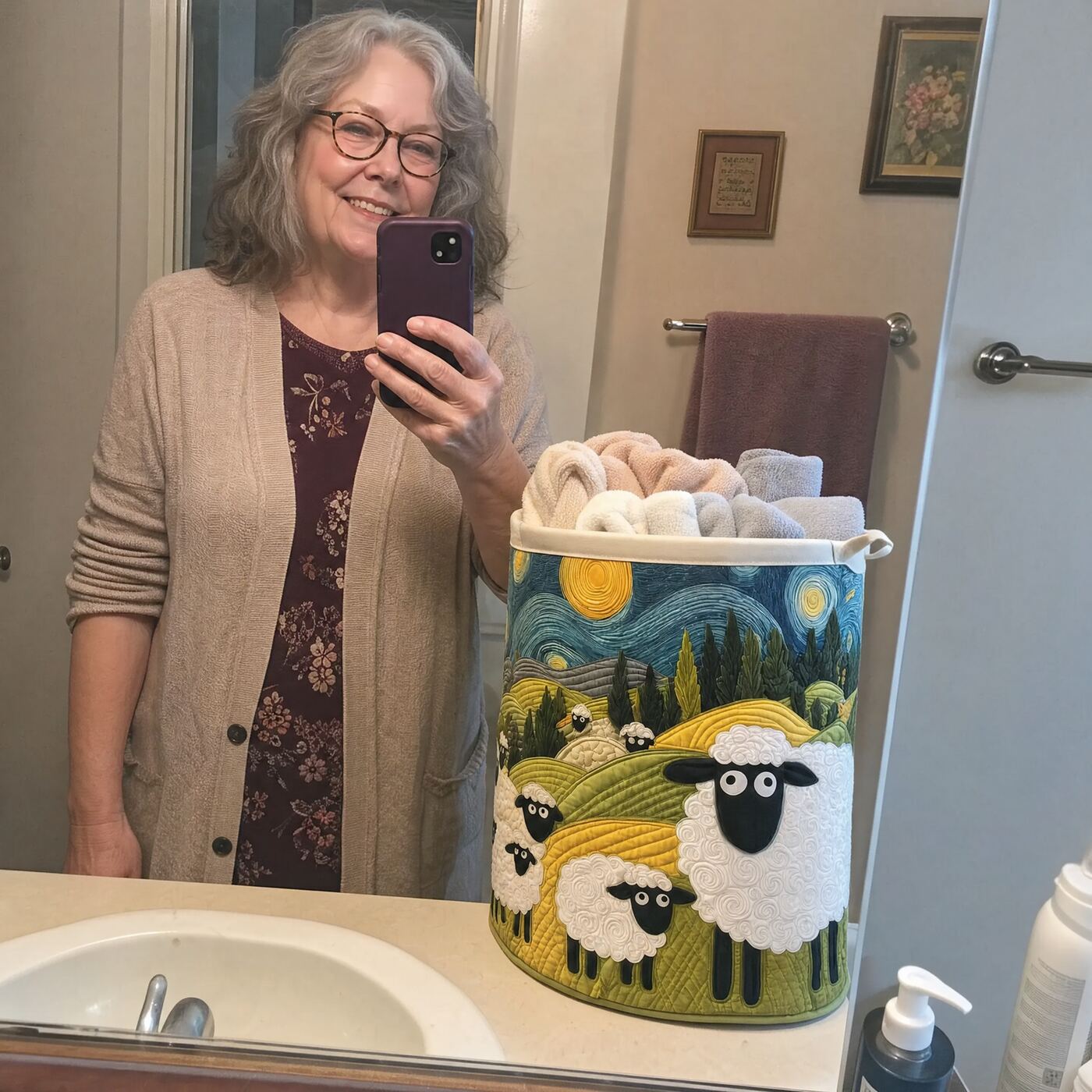 Real customer with her Woolly Meadow basket