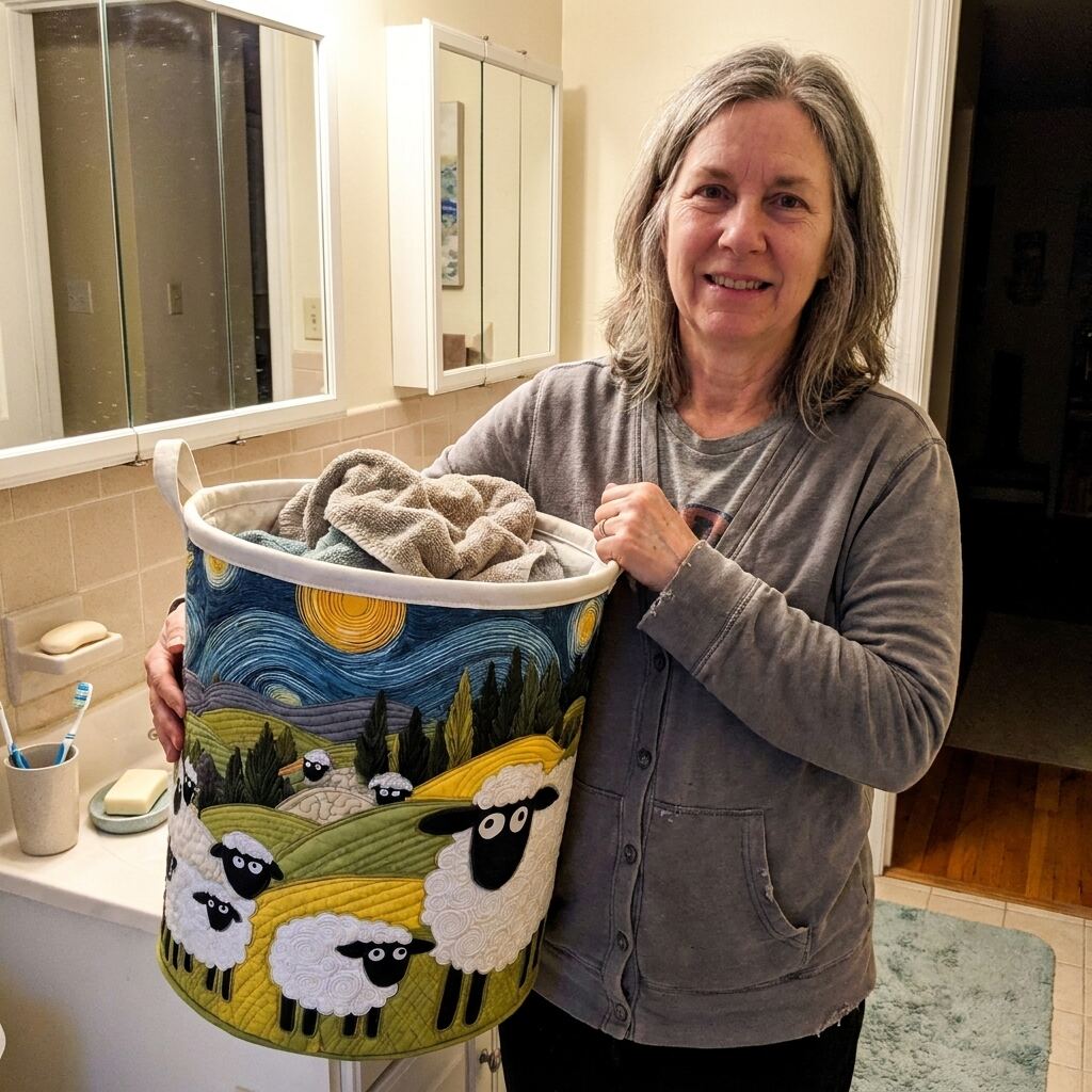 Real customer with her Woolly Meadow basket